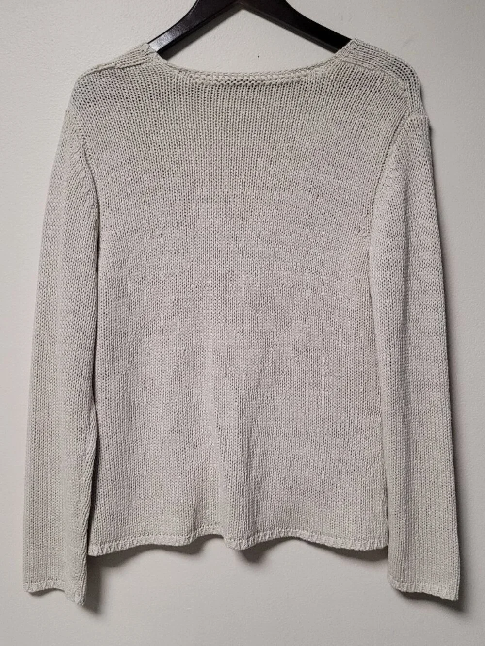 Coldwater Creek Knit Cardigan Large Beige Textured Boho Crop Cottagecore - Picture 3 of 9